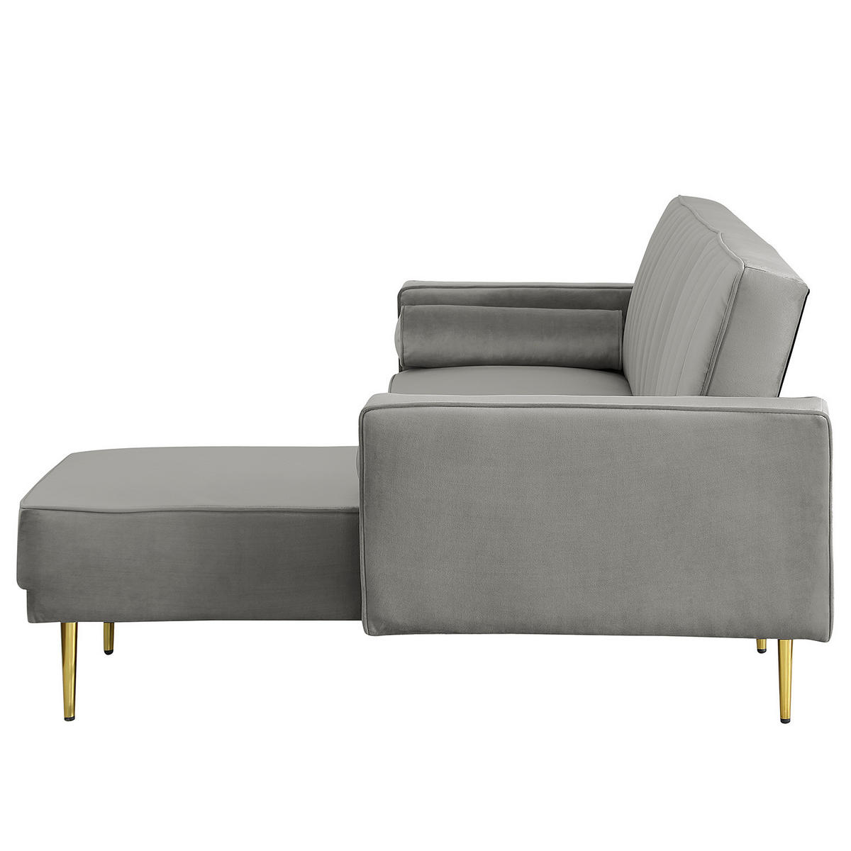 ECKSOFA mit Schlaffunktion - Dunkelgrau/Goldfarben, Textil/Metall (223/144cm) - home24