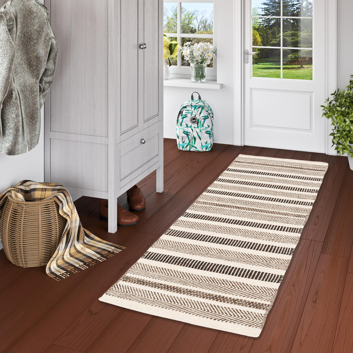NATUR TEPPICH LÄUFER WOLLE RANA STREIFEN - Beige/Braun, Textil (70/130cm) - Pergamon