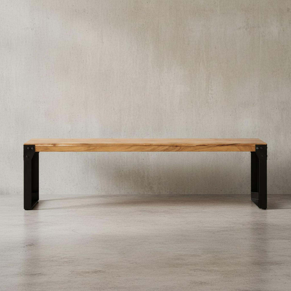 ESSZIMMERBANK Massivholz Metall ohne Lehne, Akazie 120x40x45 cm - Schwarz/Braun, Holz/Metall (120/45/40cm) - KADIMA DESIGN