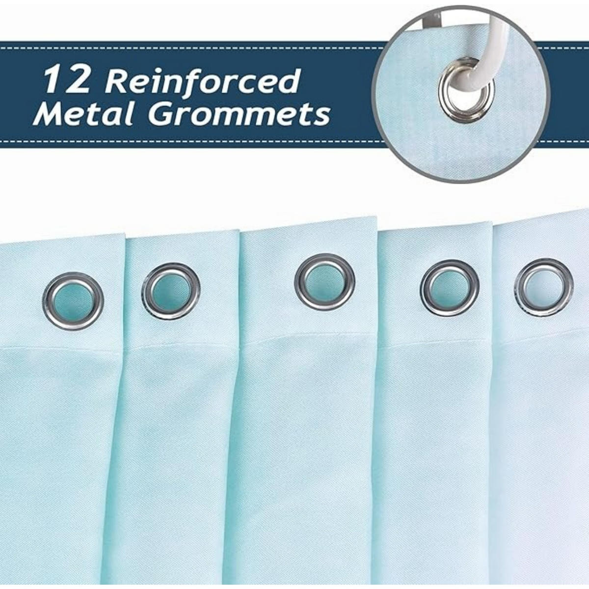 DUSCHVORHANG Polyester waschbar Badezimmer mit Haken für Badewanne - Blau, Textil (180/180cm) - MCBOSON