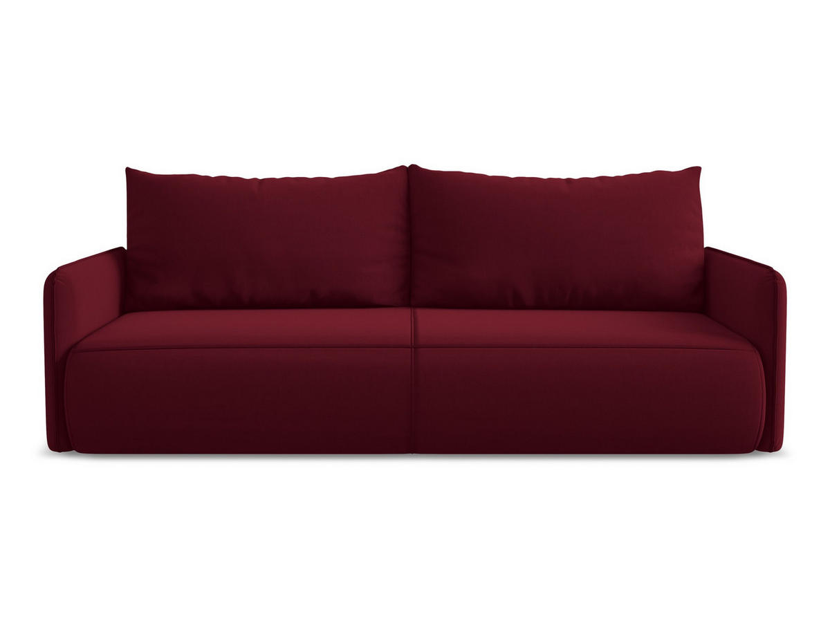 3-SITZER SOFA mit Schlaffunktion Samt Stoff Rot - Bordeaux/Rot, Kunststoff/Textil (216/86/105cm) - Makamii
