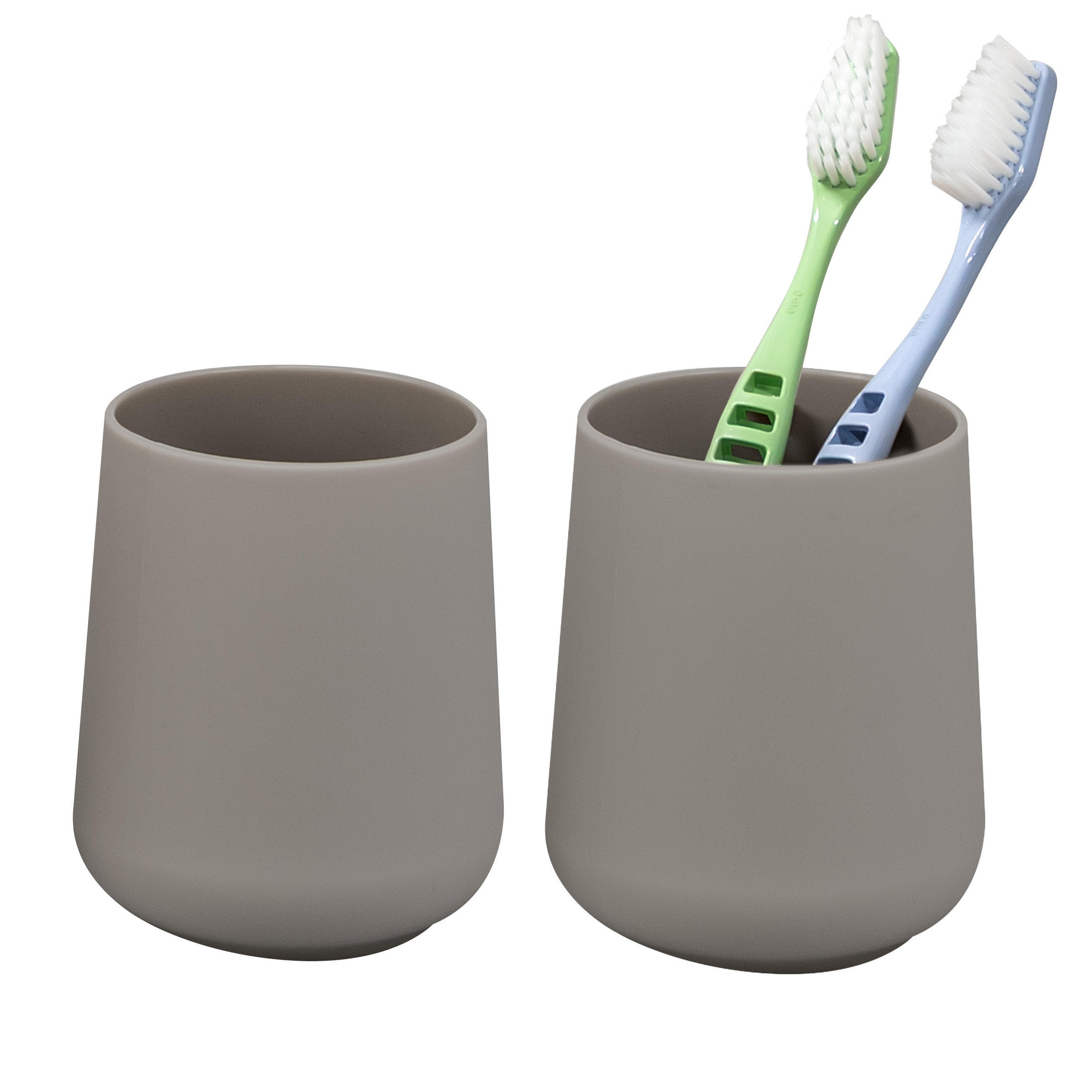 BECHER-SET TESERO 2tlg., Soft-Touch, braun - Braun, Kunststoff (8.5/10.5/8.5cm) - eluno