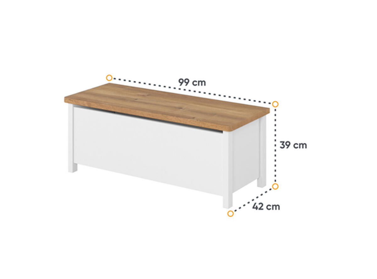 KINDERSITZBANK STORY 10 - Eichefarben/Weiß, Holzwerkstoff (99/39/42cm) - Meblini