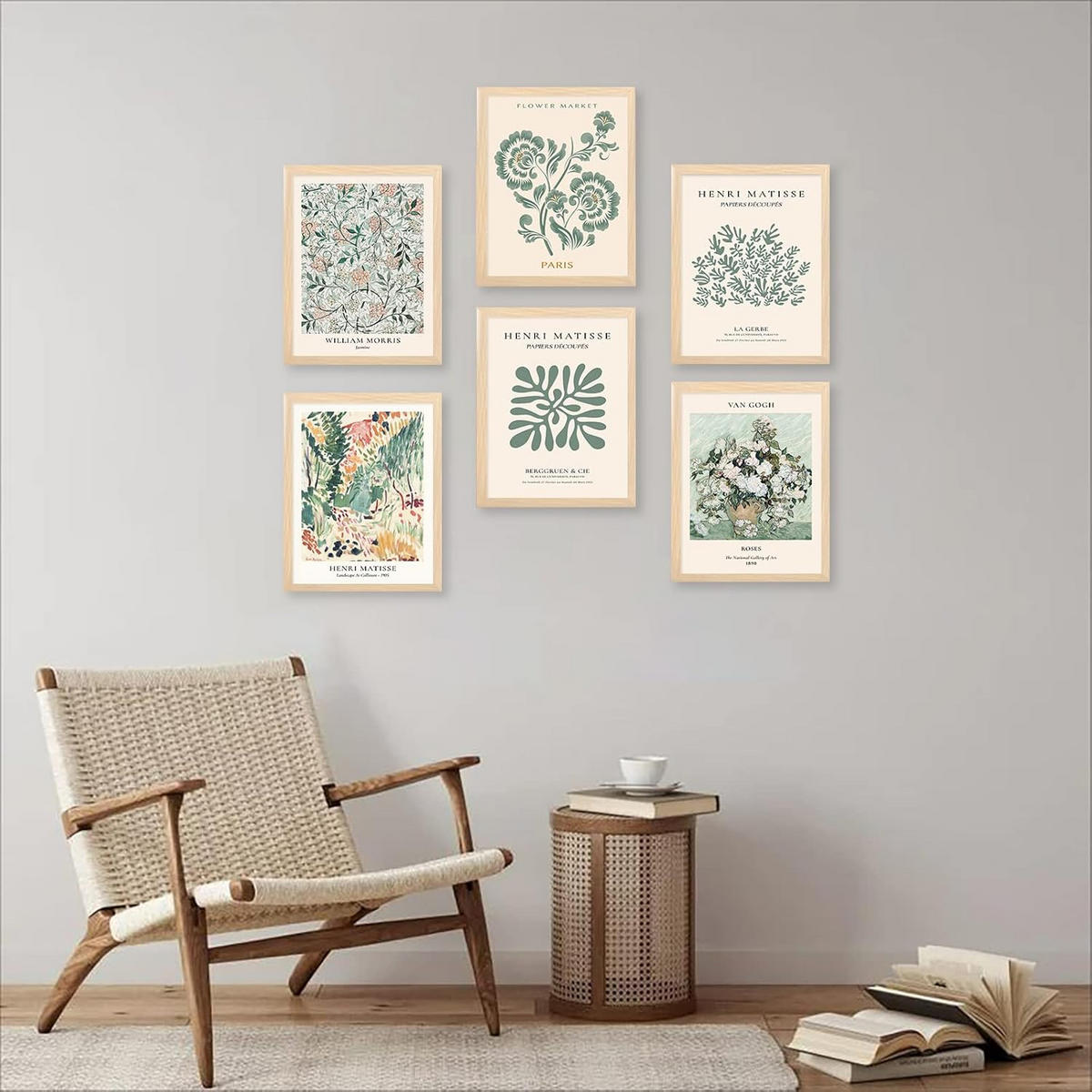 WANDDEKO Malerkern Salbeigrün 20x25cm Leinwand 6er Set，rahmenlos - Olivgrün, Textil (25/1cm) - Authentics