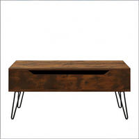 COUCHTISCH Rustikal Braun 95/50/40 cm - Wildeiche, Metall (50/95/40cm) - PANGIVO