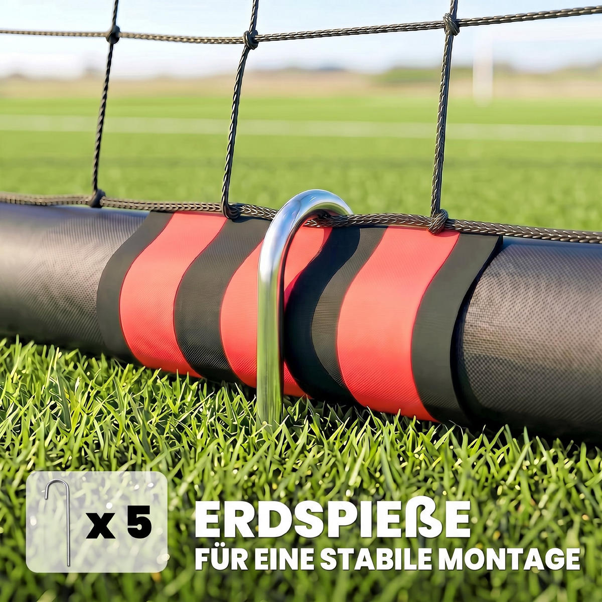 FUSSBALLTOR Metall PE Schwarz Rot - Schwarz, Metall (60/180cm) - SPORTNOW