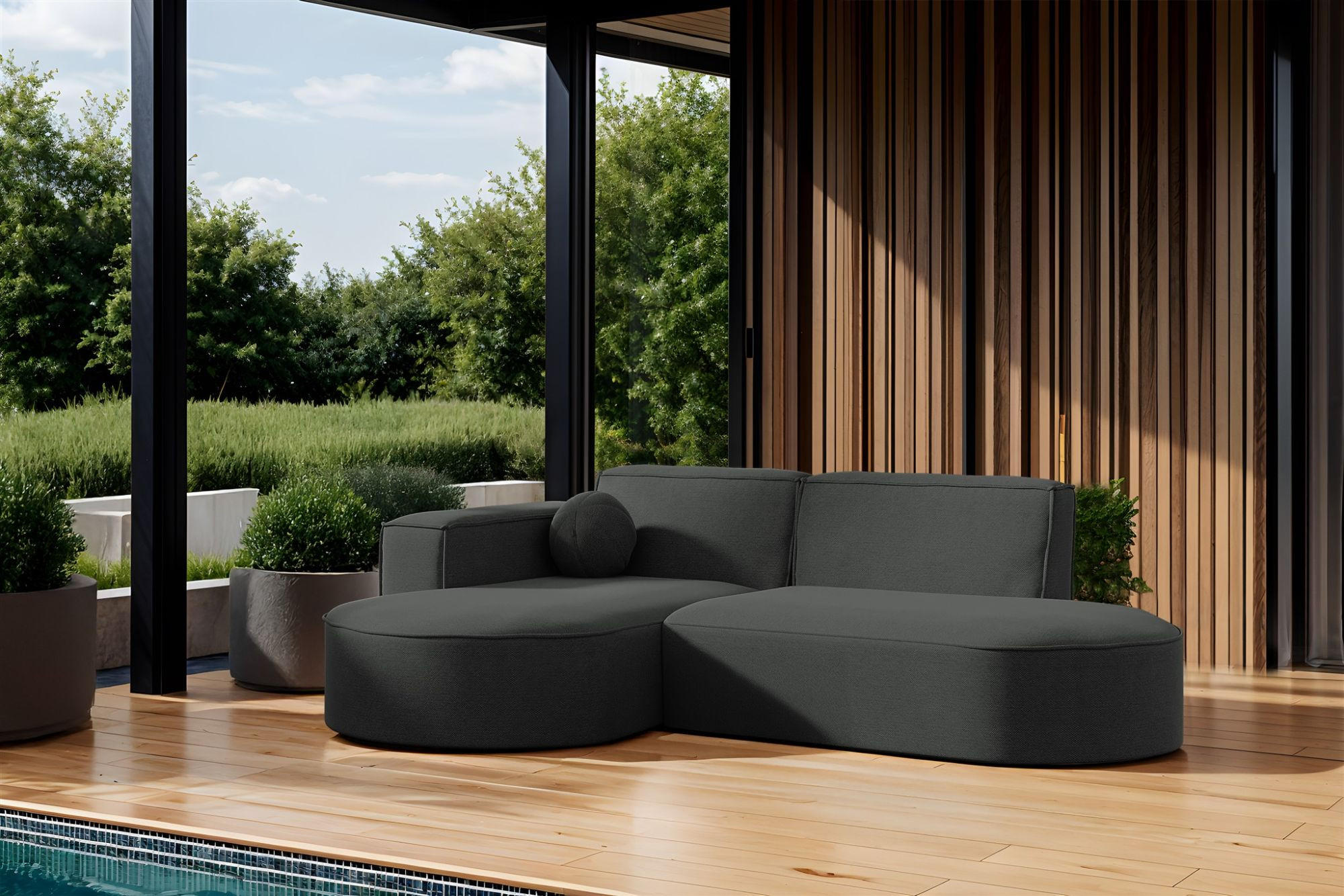 ECKSOFA Sunday Xs - Anthrazit, Holzwerkstoff (236/78/165cm) - Fun Möbel