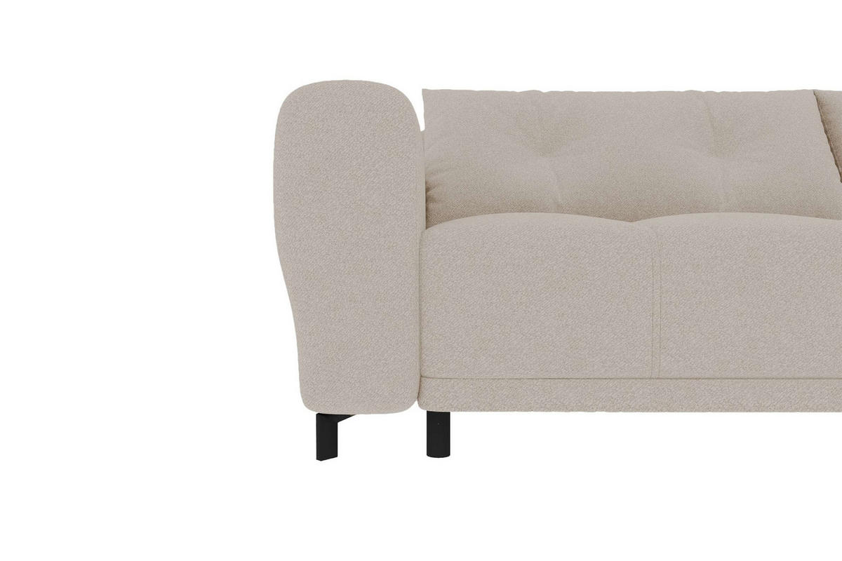 ECKSOFA Massimo Strukturstoff Beige inkl. Schlaffunktion Rechts - Beige/Schwarz, Textil/Metall (246/177cm) - 99rooms