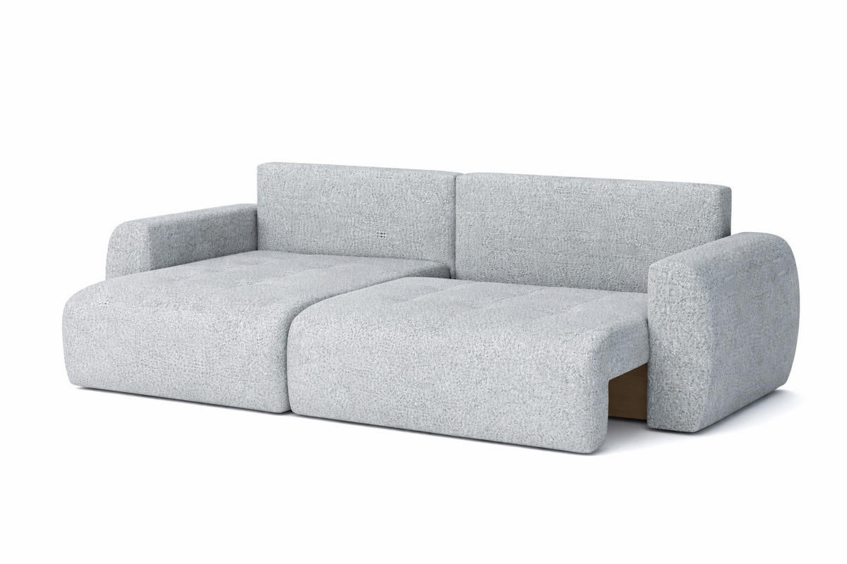 ECKSOFA Mit Schlaffunktion Und Bettkasten L-Form Ivo L, Chenille-Stoff Artico, Cement, Links - Hellgrau, Holz (250/142cm) - Kaiser Möbel