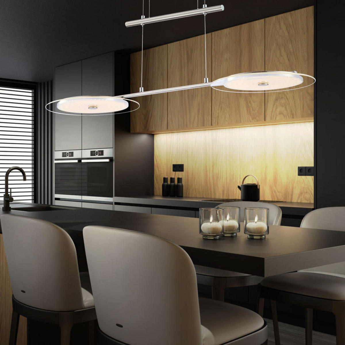 LED HÄNGELEUCHTE DARIO Chrom Silber - Silberfarben, Glas (90/30/150cm) - Globo Lighting