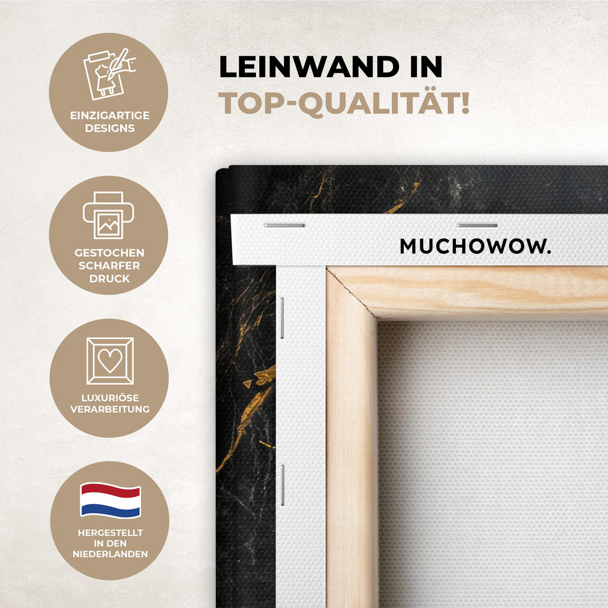 LEINWANDBILD Weltkarte - Gold - Marmor Wanddeko 90x60 cm - Goldfarben, Textil (90/60cm) - MuchoWow