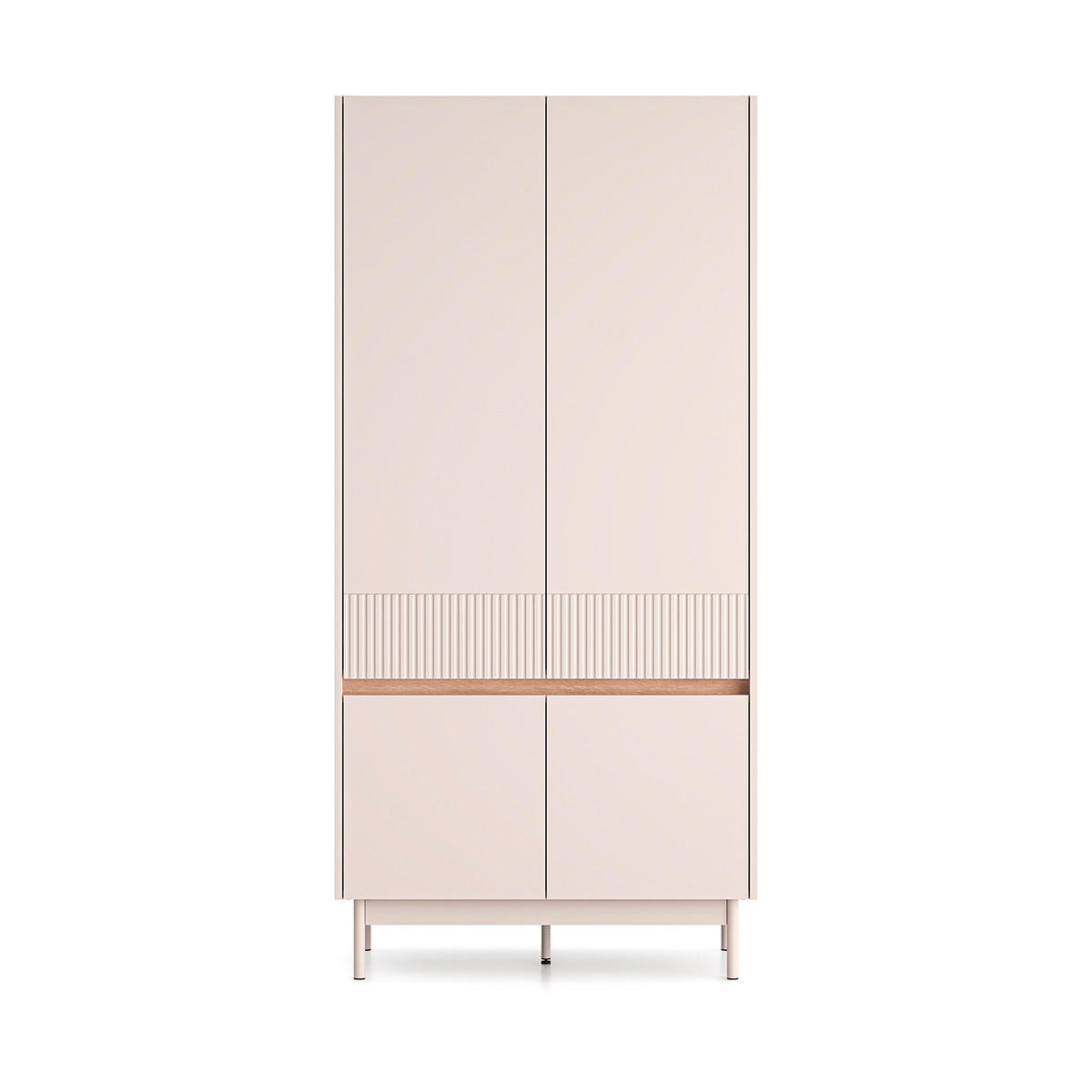 SCHRANK 4 Türen Connie Kaschmir und Holz - Beige, Holzwerkstoff (91.9/192.8/53cm) - Petits-meubles