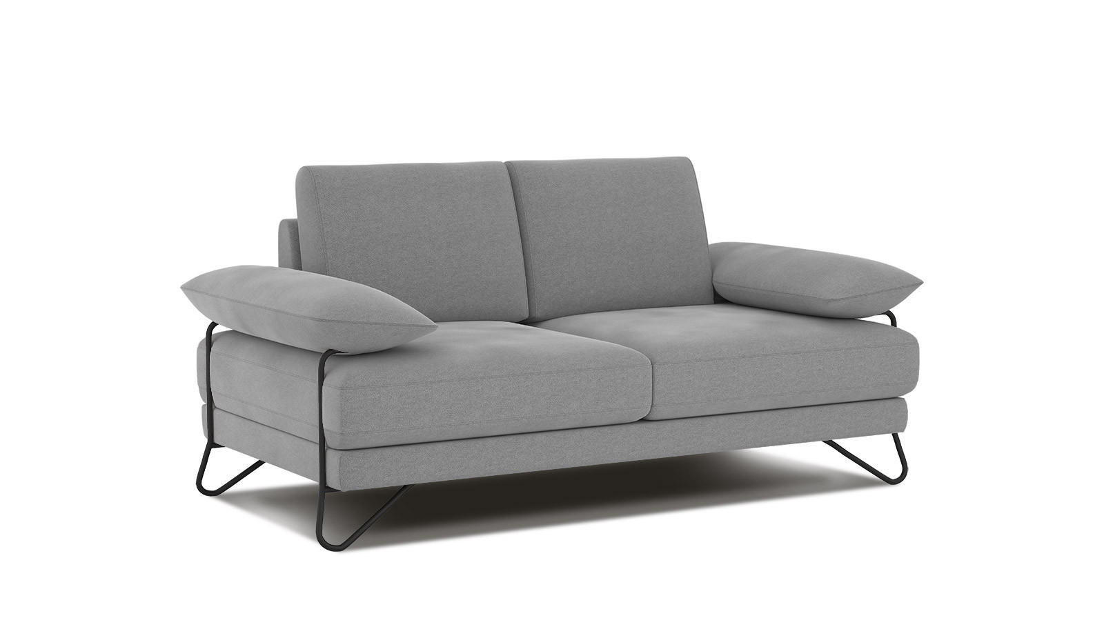 SOFA LORI 2-Sitzer, hellgrau - Hellgrau/Schwarz, Holzwerkstoff/Textil (185/87/96cm) - Courtois Laville