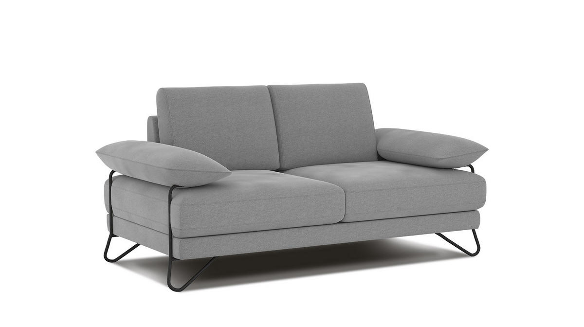 SOFA LORI 2-Sitzer, hellgrau - Hellgrau/Schwarz, Holzwerkstoff/Textil (185/87/96cm) - Courtois Laville