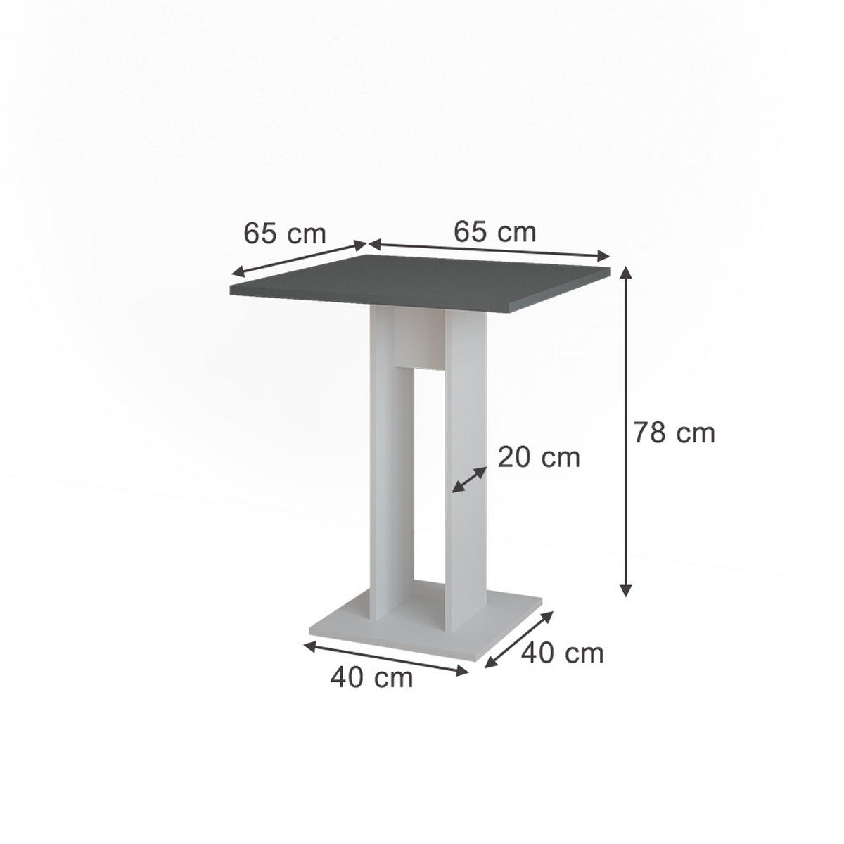 JÍDELNÍ STŮL Repose Bílá/antracitová - bílá/antracitová, kompozitní dřevo (65/65/78cm) - Vicco