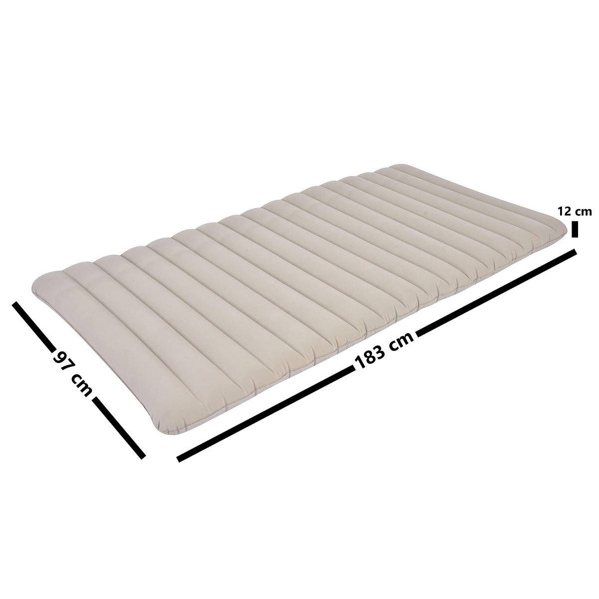 LUFTBETT Luftmatratze Camping 1 Person 183x97x12cm beige aufblasbar ohne Pumpe - Beige, Kunststoff (97/183cm) - Avenli