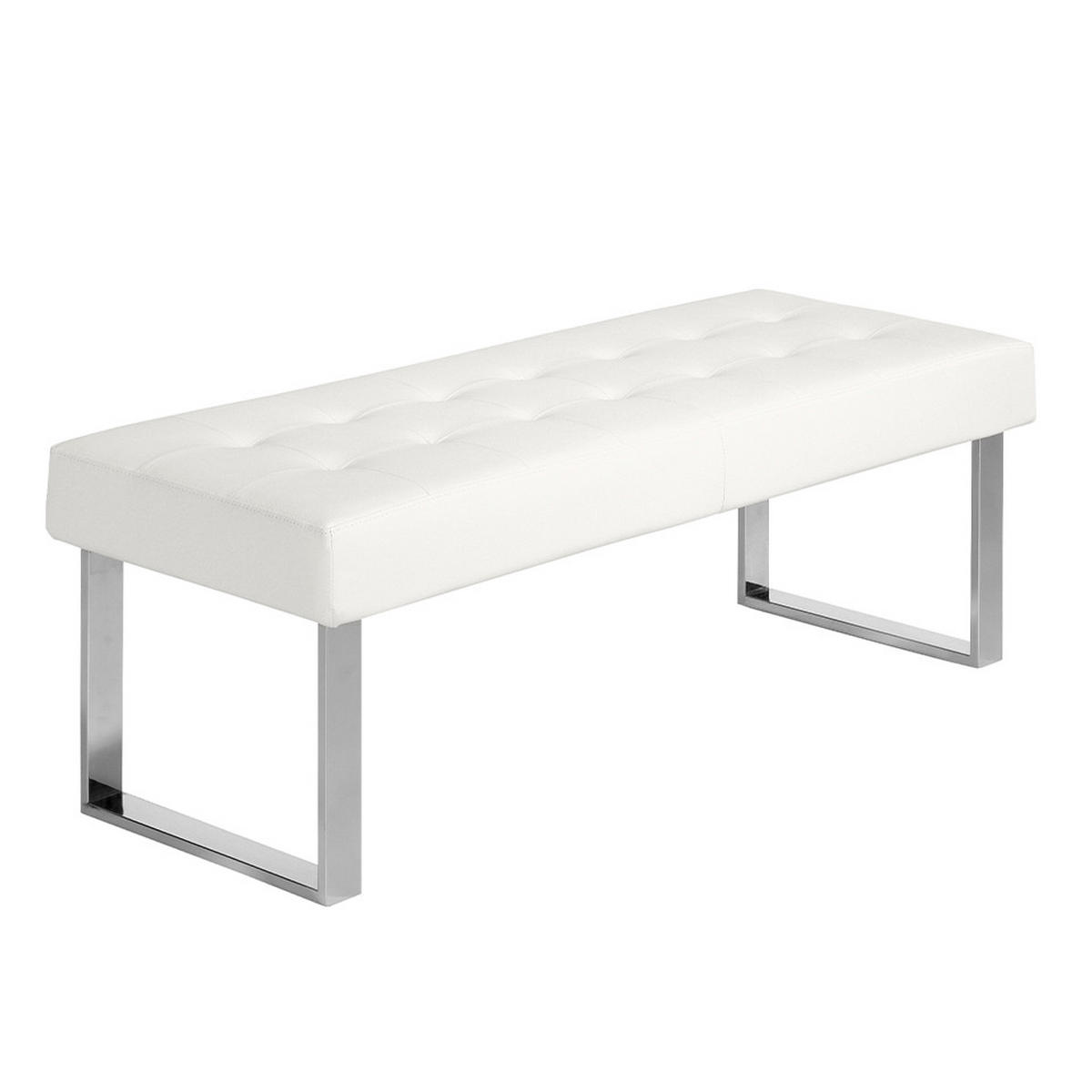 SITZBANK Rechteckig Weiß Stahl 120/45/42 cm - Edelstahlfarben/Weiß, Leder (120/42/45cm) - ANGEL CERDA