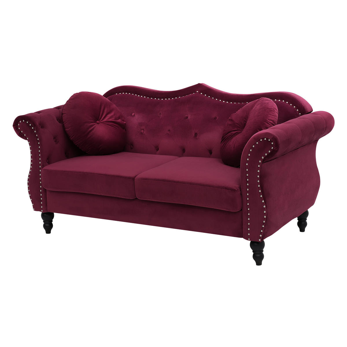 SOFA-SET 5-sitzer Samtstoff Rot Skien - Rot, Textil (200/91/83cm) - Beliani