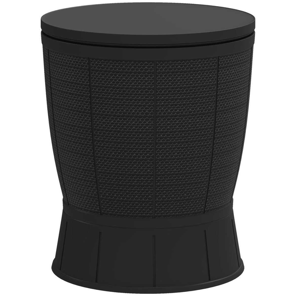 GARTENTISCH DE-14192 3-in-1 mit Eisbehälter, höhenverstellbar Schwarz - Schwarz, Kunststoff (49/49/84cm) - ComfortXL