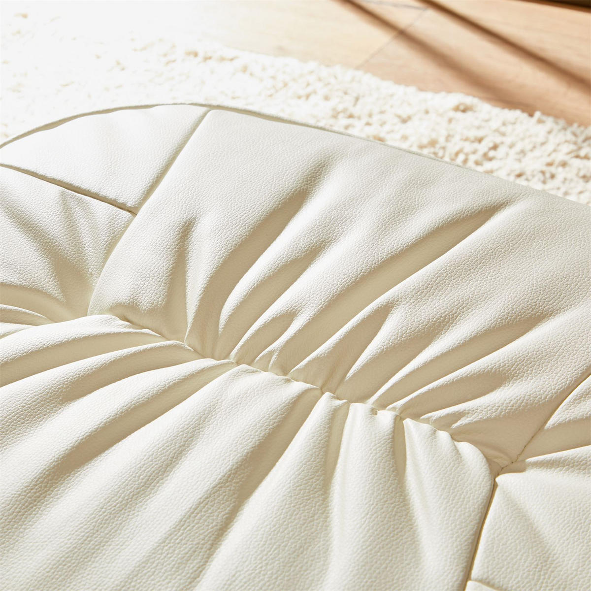 RELAXSESSEL KUNSTLEDER, SET MIT HOCKER CHARLY - Weiß, Textil (76/87/61cm) - IDIMEX