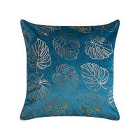 DEKOKISSEN 2er-Set Blau 45/45 cm Monstera - Blau, Textil (45/45cm) - Beliani