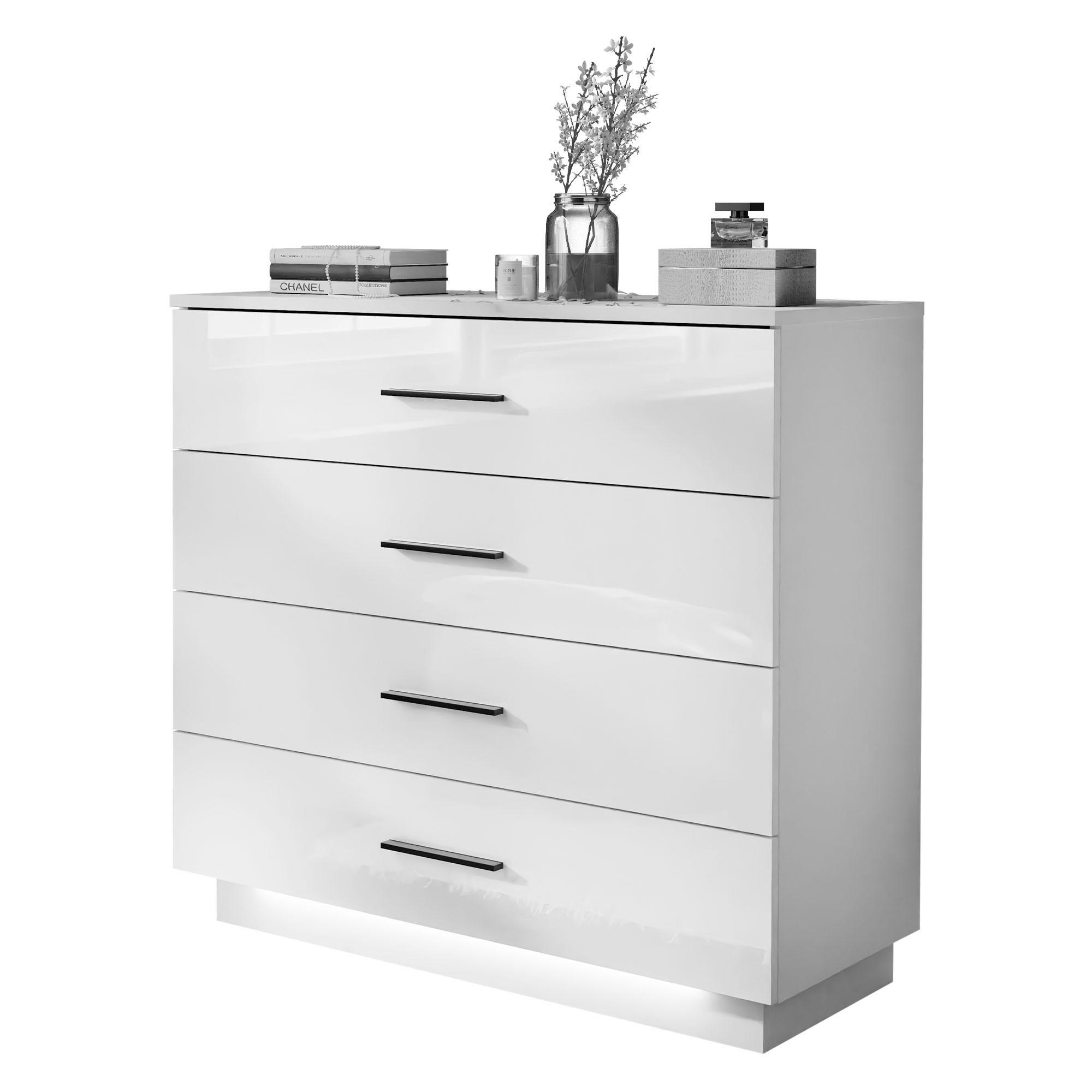 KOMMODE LINA mit Schubladen und schwarzen Griffen - Schwarz/Weiß, Holzwerkstoff (95/84/40cm) - Lookway