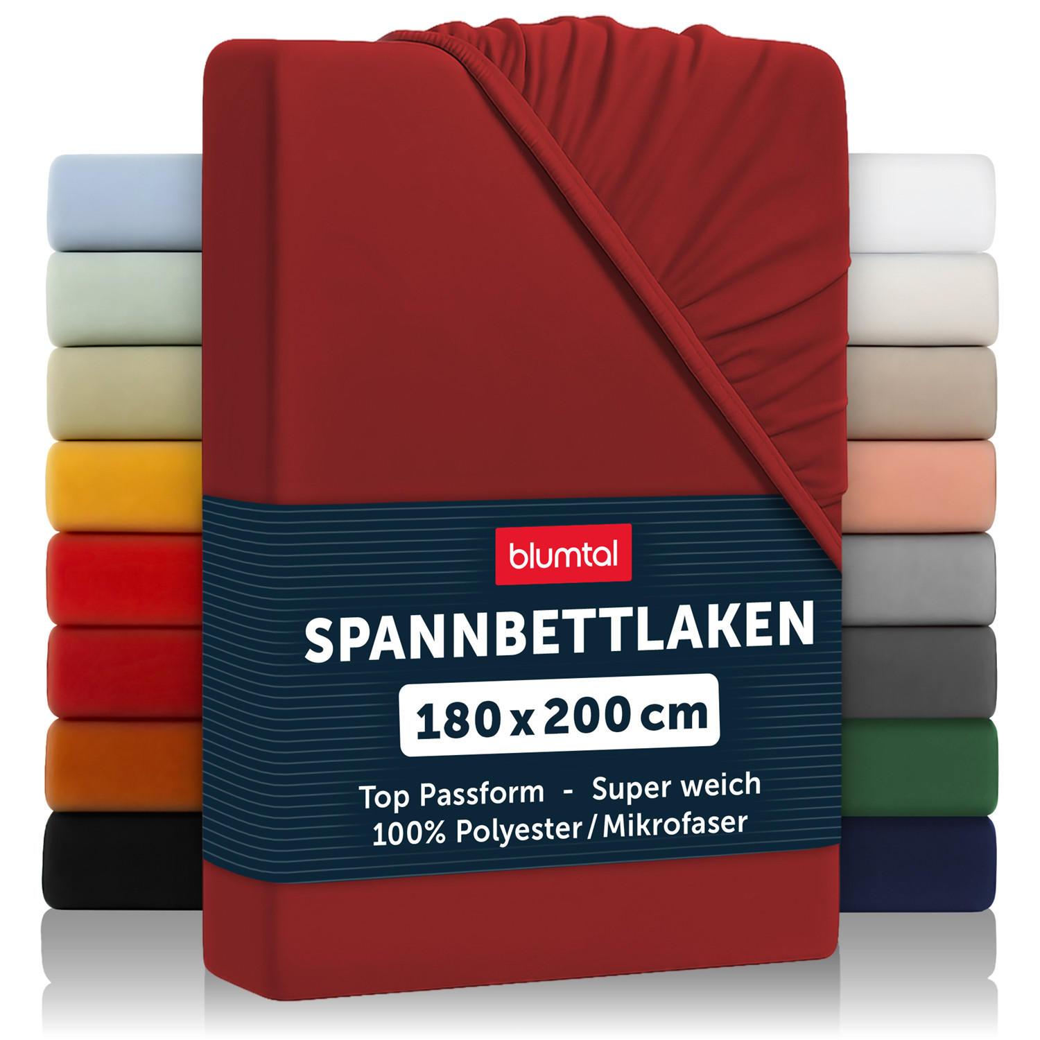 SPANNBETTLAKEN 2er-Set 180/200/30 cm Weinrot - Weinrot, Textil (180/200cm) - Blumtal