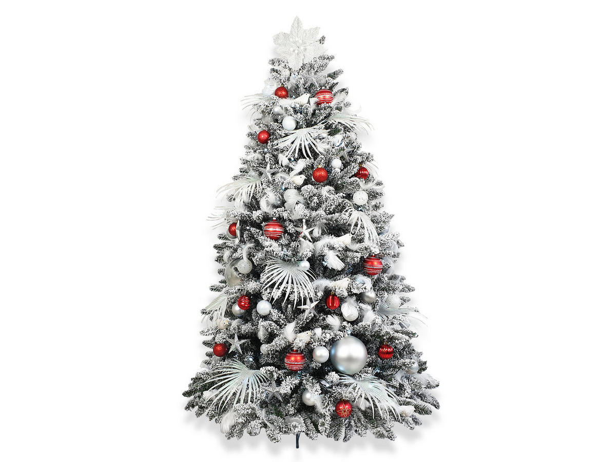 WEIHNACHTSBAUMSCHMUCK-SET POLAR RED II, 133-teilig, für Weihnachtsbäume 120–210 cm, inkl. Aufbewahrungsbox - Rot/Silberfarben, Glas/Kunststoff (55/50/75cm) - LAALU