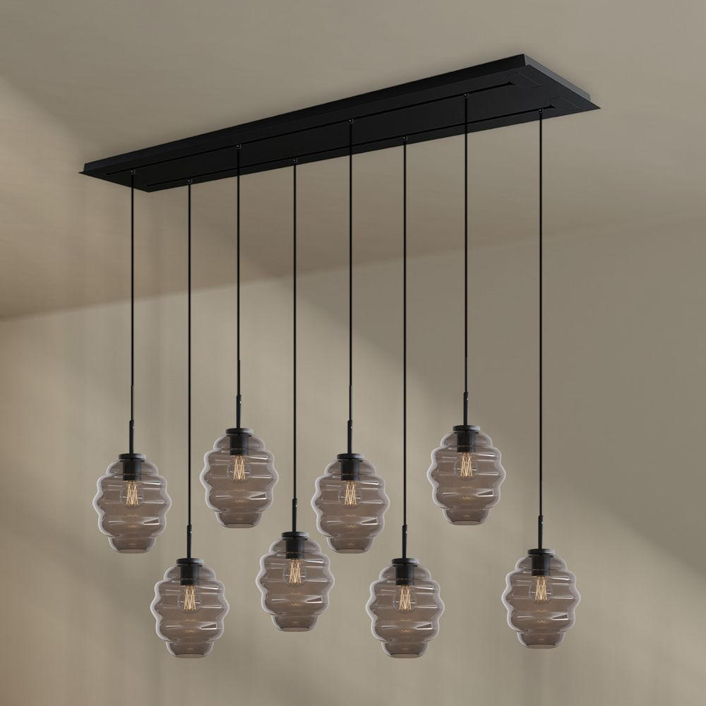 HÄNGELEUCHTE Echos 8-flammig Rauch Ø 18cm - Anthrazit/Schwarz, Glas (18/18/20cm) - s.luce