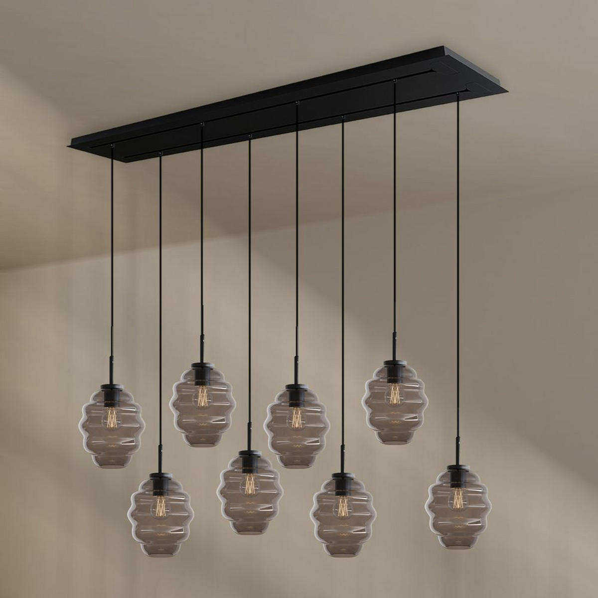 HÄNGELEUCHTE Echos 8-flammig Rauch Ø 18cm - Anthrazit/Schwarz, Glas (18/18/20cm) - s.luce