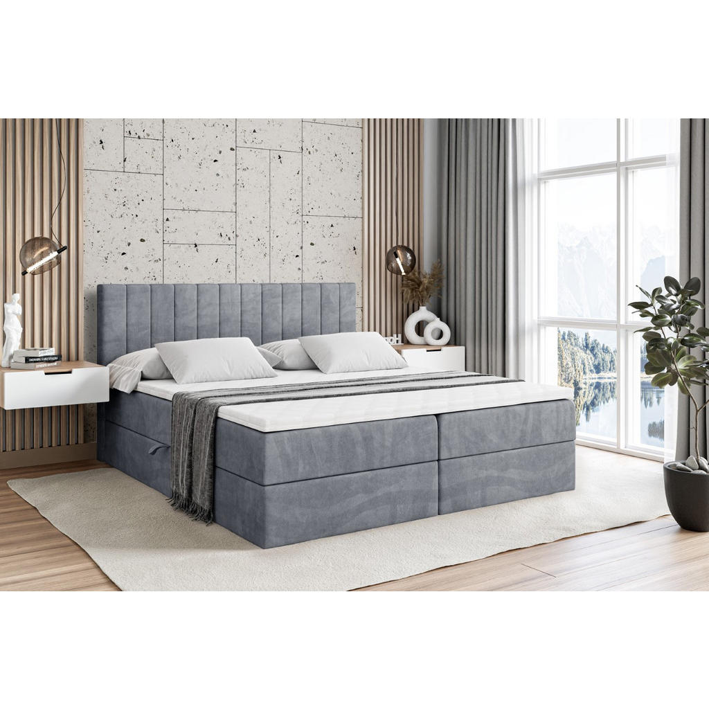 Thumbnail - Altdecor Boxbett, Grau, Holzwerkstoff, Höhe ca. 20 cm, 180x200 cm, Schlafzimmer, Betten, Boxspringbetten