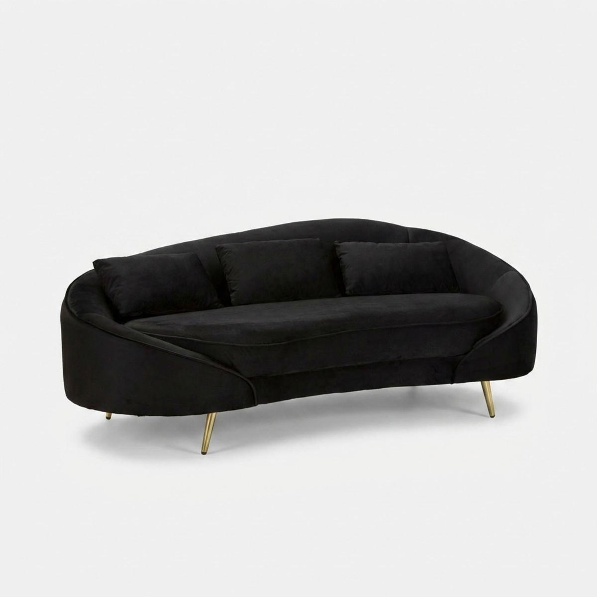 3-SITZER Sofa gepolstert Oslo - Schwarz - Schwarz, Holz/Kunststoff (84/68/185cm) - Pasmara