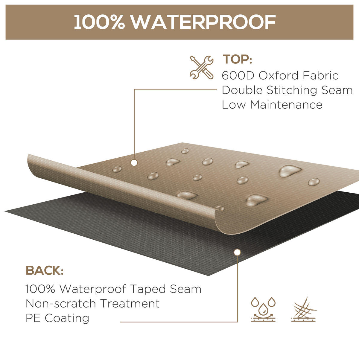 GARTENMÖBEL Abdeckung Oxfordstoff Beige - Beige, Textil (205/90/275cm) - Outsunny