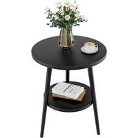 BEISTELLTISCH mit 2 Ablagen rund 38 x 55 cm Schwarz - Schwarz, Metall (38/38/55cm)