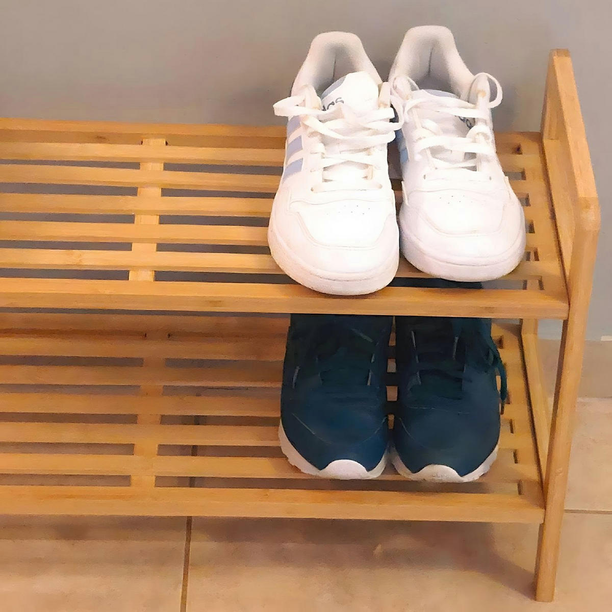 SCHUHREGAL Bambus Naturfarben 2 Ebenen - Hellbraun/Braun, Holz (70/40/26cm) - Begryf