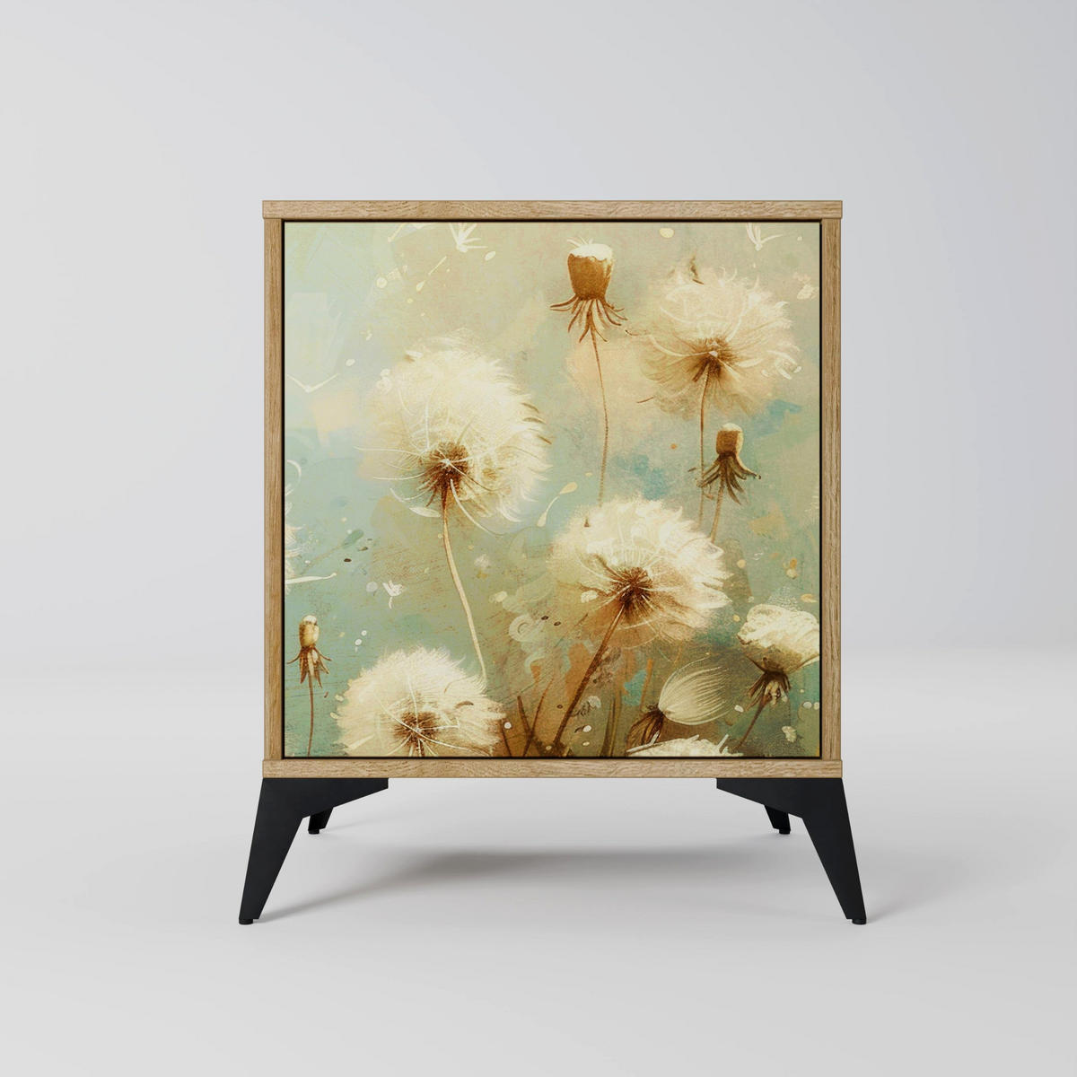 SIDEBOARD DREAMY MEADOW, Eichefarben, 57,5x42x75,5 cm, Goldfarbene Metallfüße - Eichefarben/Goldfarben, Holzwerkstoff/Metall (57.5/75.5/42cm) - SpaceRebels