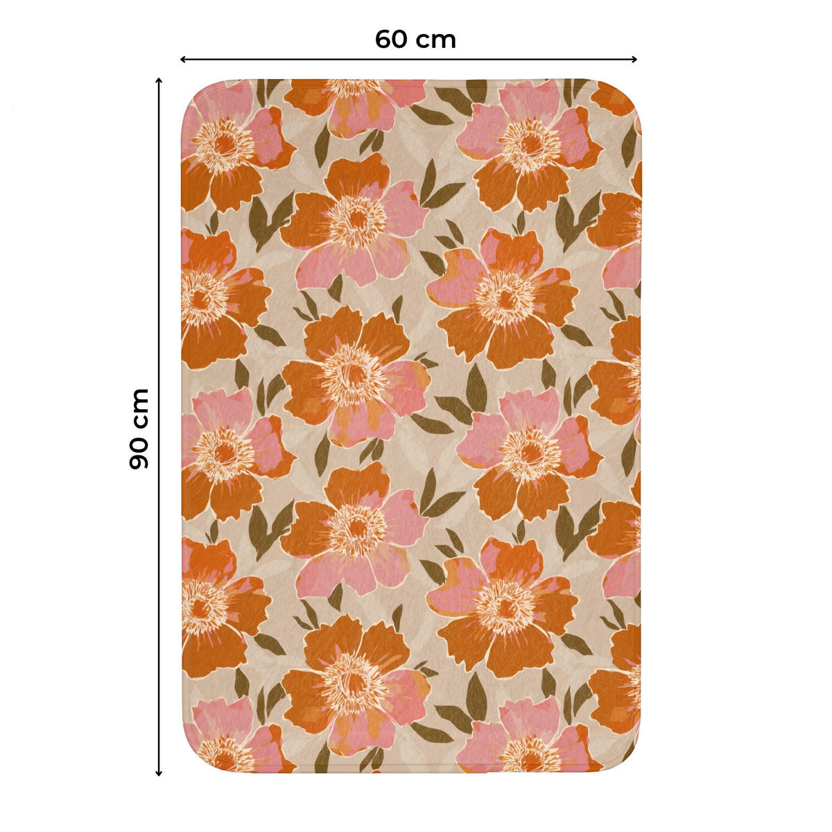 WC-VORLEGER Blumen - Motiv - Retro Toilettenvorleger 60x90 cm - Multicolor, Kunststoff/Textil (60/1cm) - OnlyWow