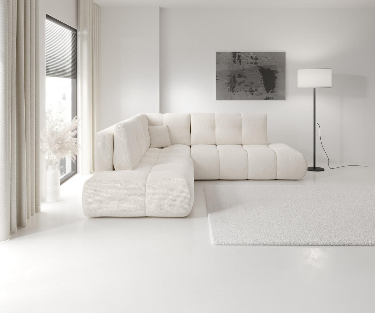 ECKSOFA DUCA II L-S Beige Jersey mit Schlaffunktion - Beige, Holz (266.5/266.5cm) - MASSENO