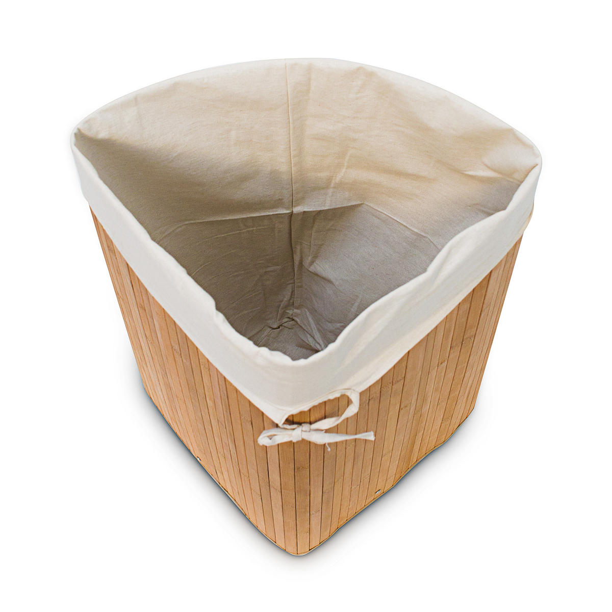 ECKWÄSCHEKORB - Hellbraun, Holz/Textil (49.5/65/37cm) - Relaxdays
