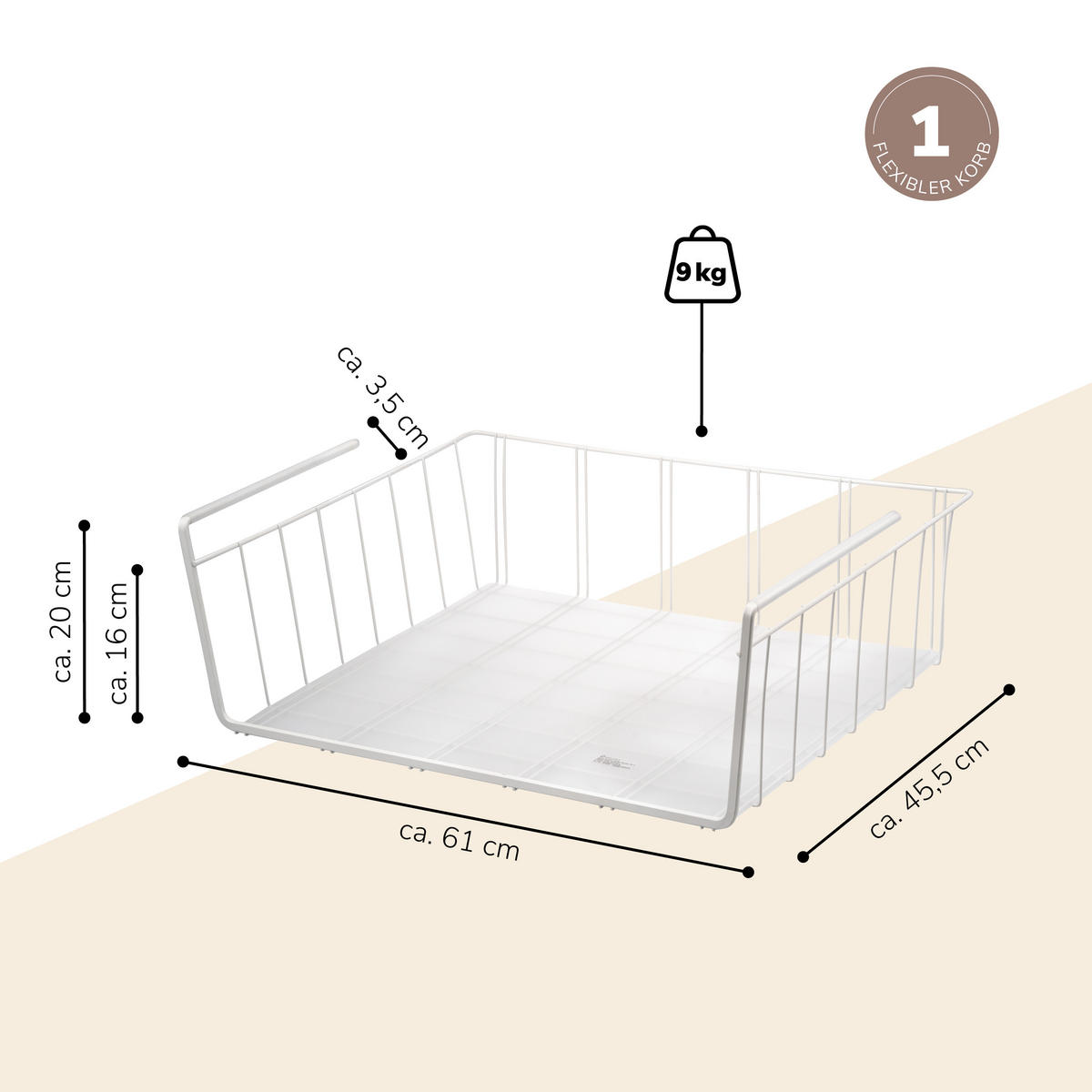 MAXI-SCHRANKKORB, weiß - Weiß, Metall (61/20/45.5cm) - eluno
