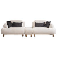 SOFA Barcelona 4-Sitzer Webstoff Creme - Beige, Holz/Textil (270/79/110cm) - Villa Möbel