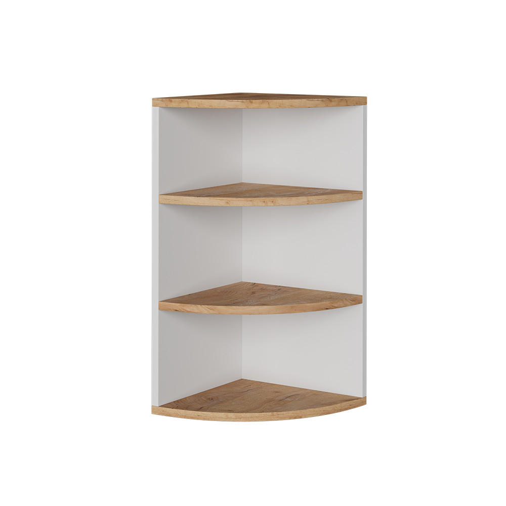 ECKREGAL Ecki Weiß/Goldkraft Eiche 30 x 60 cm - Eiche Wotan/Weiß, Holzwerkstoff (30/60/30cm) - Vicco