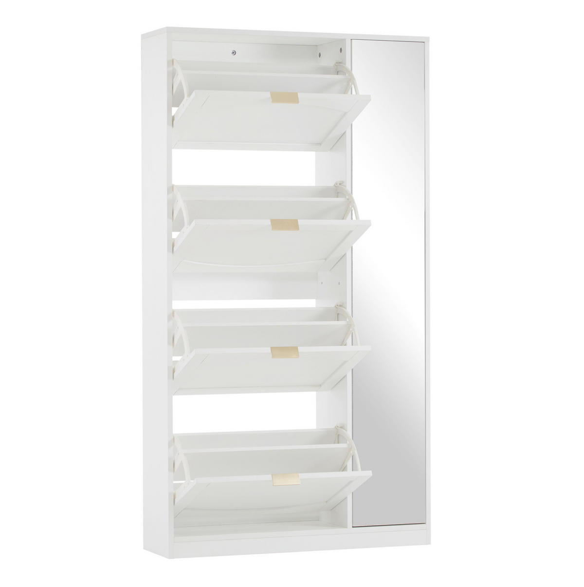 SCHUHSCHRANK mit Spiegeltüren 80 x 147 x 24 cm Weiß - Weiß, Holzwerkstoff (24/147/80cm) - Beauniv