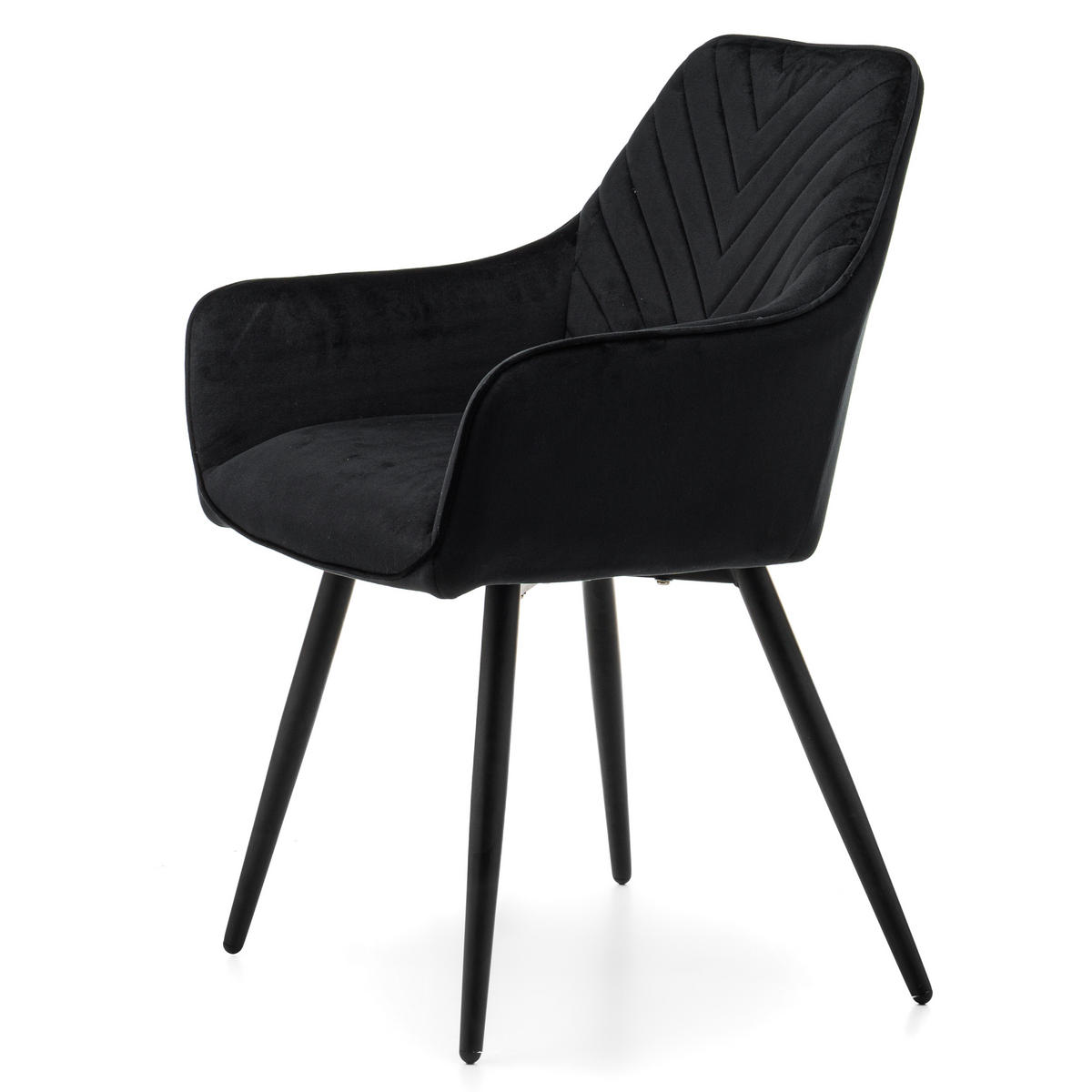 STUHL VASTO gepolstert mit Steppung - schwarz - Samt Velours - Schwarz, Textil/Metall (58/87/60cm) - NEW HOME