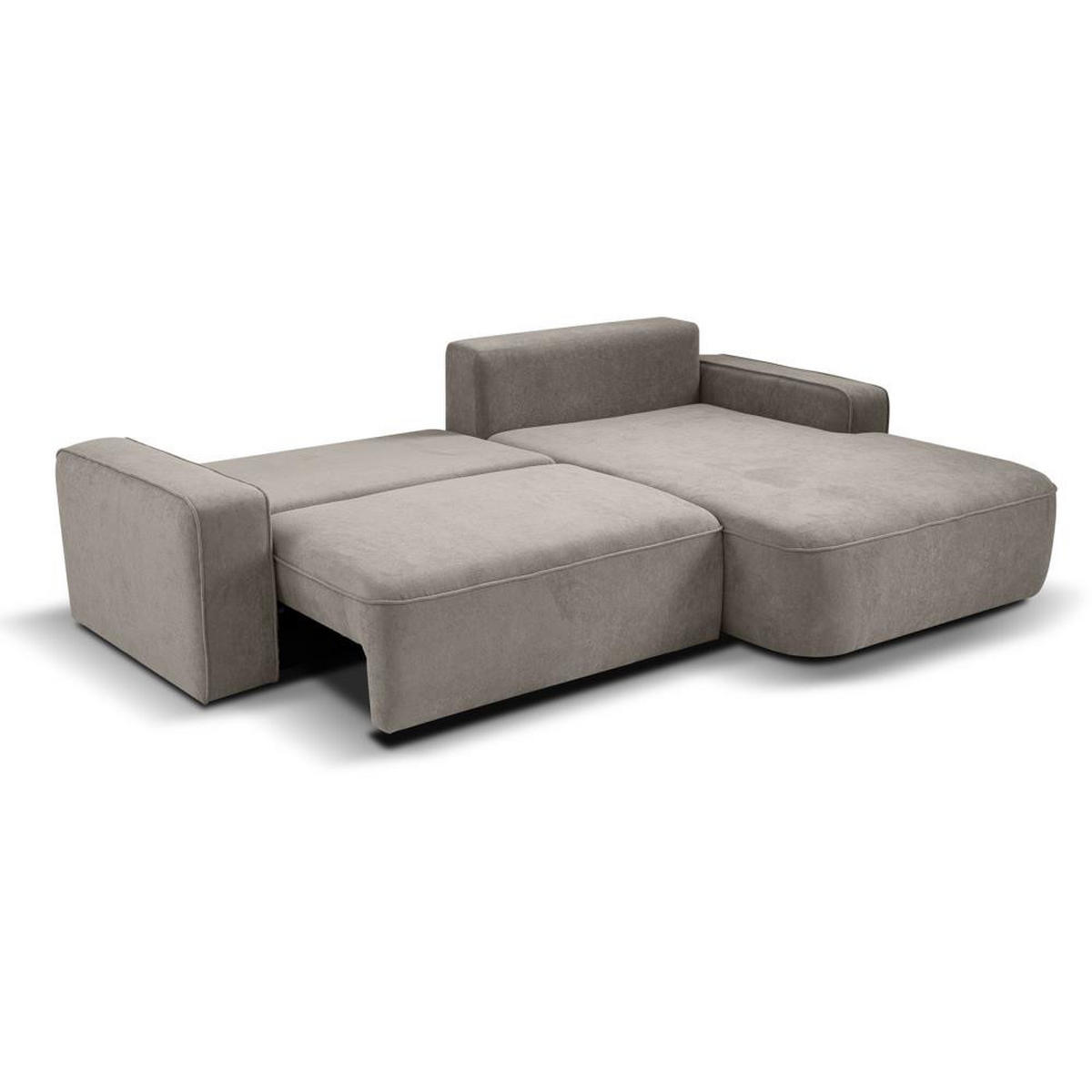 ECKSCHLAFSOFA Torre cappuccino velours rechts - Cappuccino, Textil (258/171cm) - Beautysofa