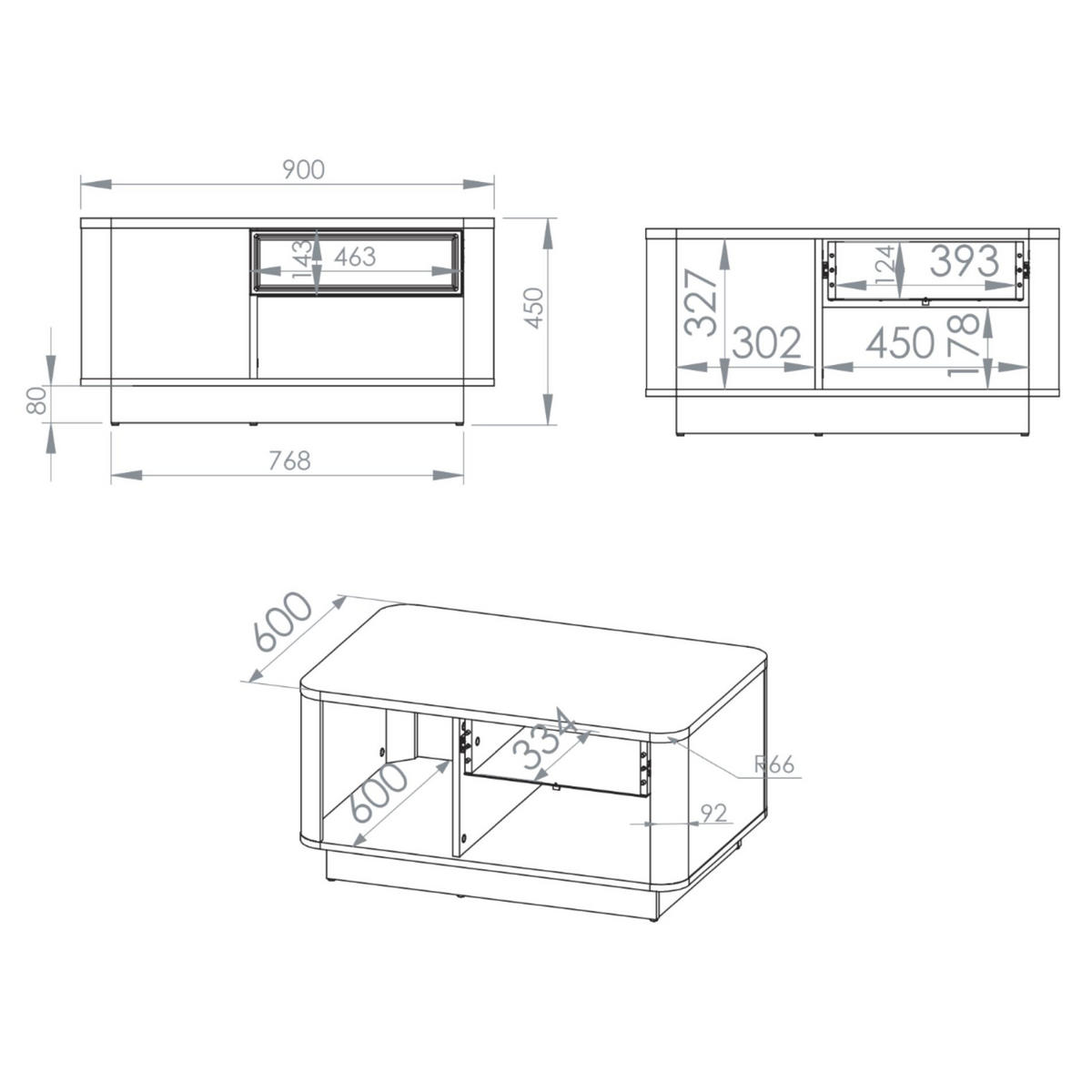 COUCHTISCH Velveto Kaschmir/Eicheoptik Dunkel 90 x 60 cm - Taupe, Holzwerkstoff (60/90/45cm) - Selsey