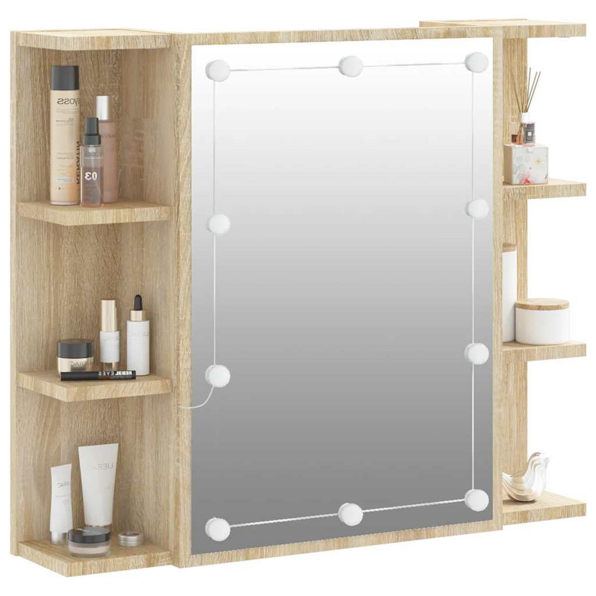 SPIEGELSCHRANK mit LED, 70/16,5/60 cm, aus Holzwerkstoff, in Sonoma-Eiche - Sonoma Eiche, Holz (70/60/16.5cm) - vidaXL