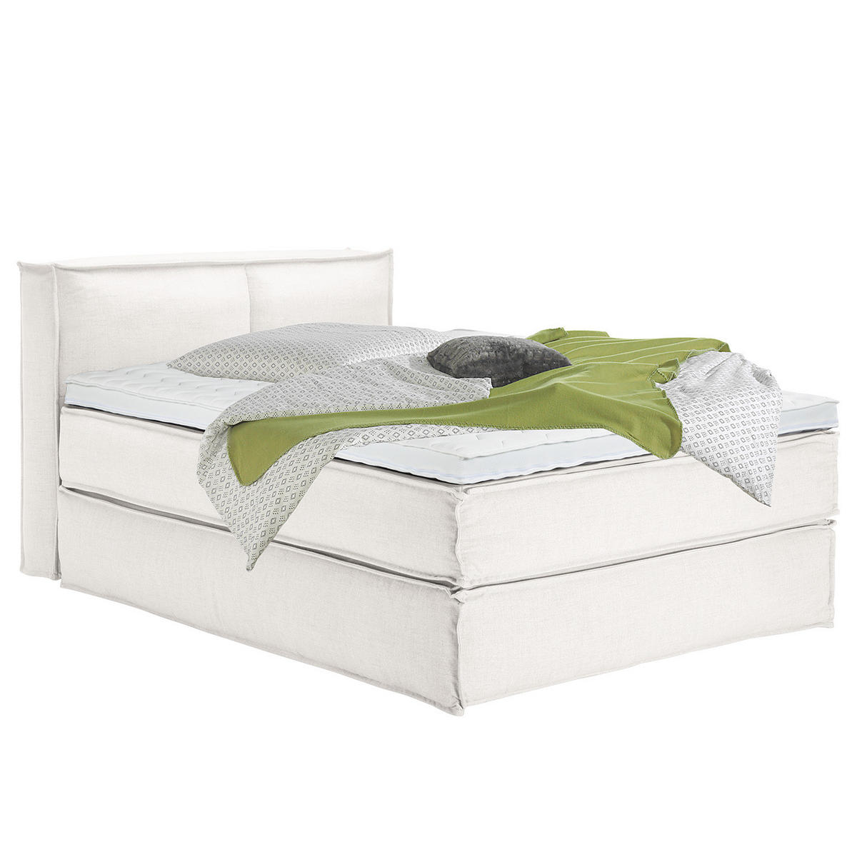 BOXSPRINGBETT mit Kopfteil - Premium - Weiß, Textil (140/220cm) - home24