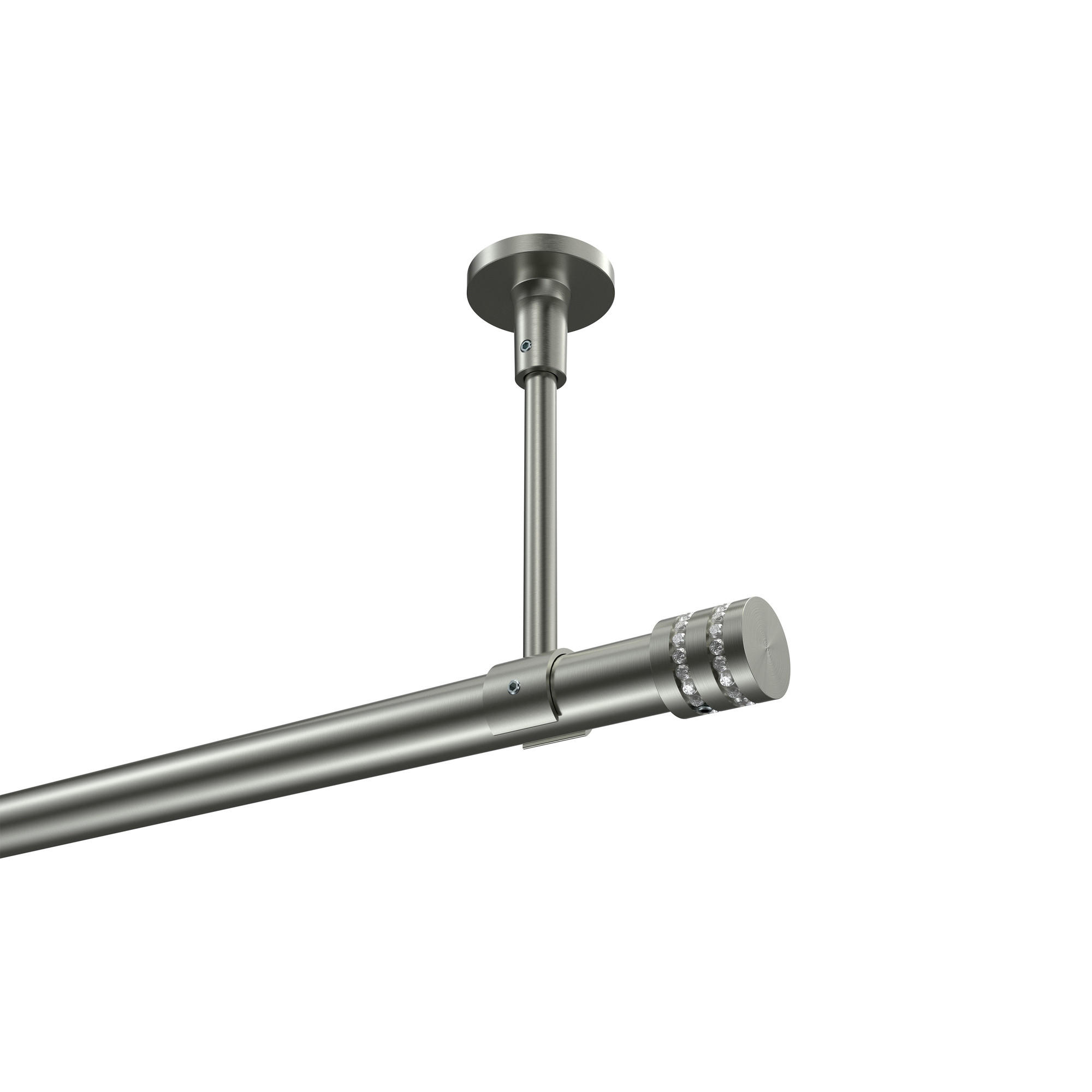 GARDINENSTANGE Sonette Estana 100 cm, 1-läufig, 20 mm Ø Edelstahl-Optik - Edelstahlfarben, Metall (100cm) - INTERDECO