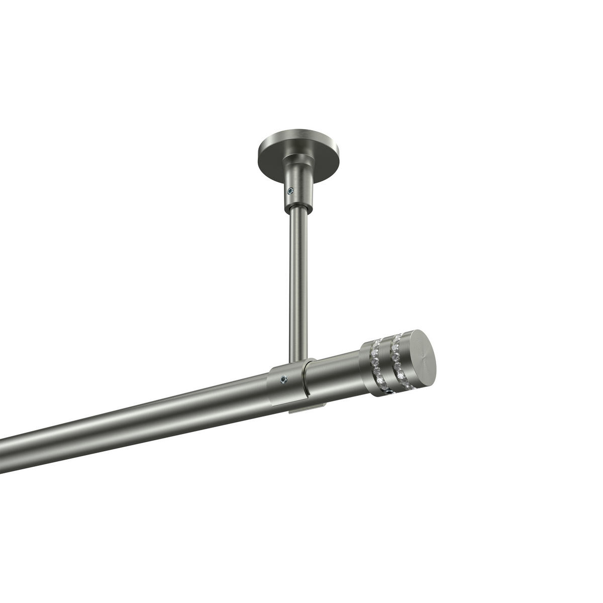 GARDINENSTANGEN-SET Sonette Estana 280 cm (geteilt in 2 x 140 cm), 1-läufig, 20 mm Ø Edelstahl-Optik - Edelstahlfarben, Metall (280cm) - INTERDECO